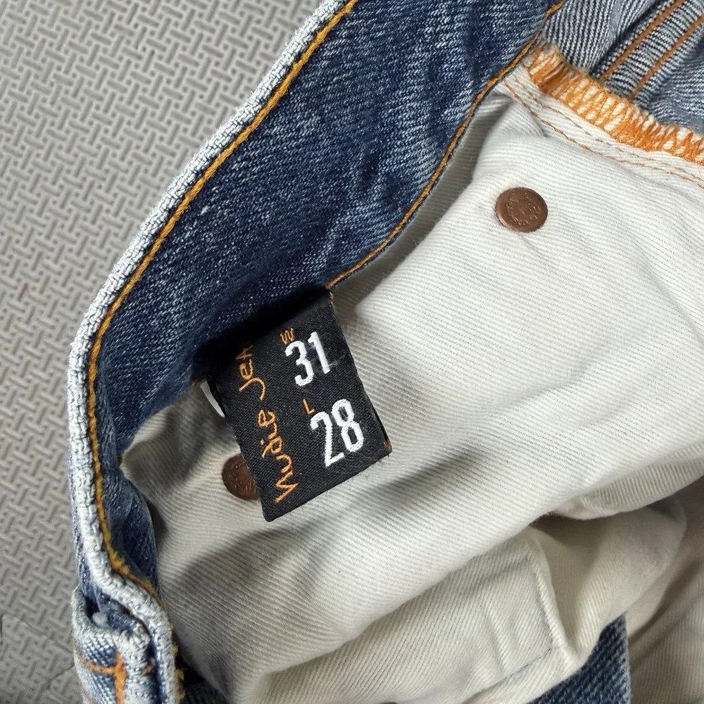 Nudie Gritty Jackson Jeans Mens Sz 31x28 Fit 33x28 Blue Slim Straight Denim